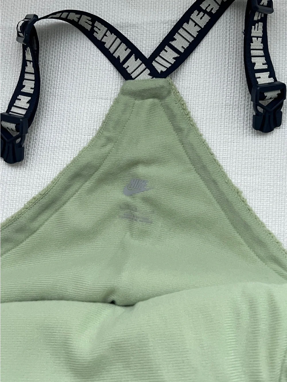 NWOT Nike Olive Green Fleece Overalls Jumpsuit with Branded Straps